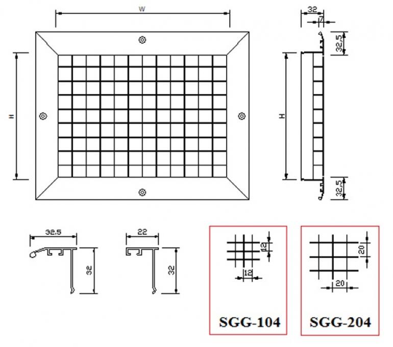 Square grid grille SGG-004 GMC AIR - 1